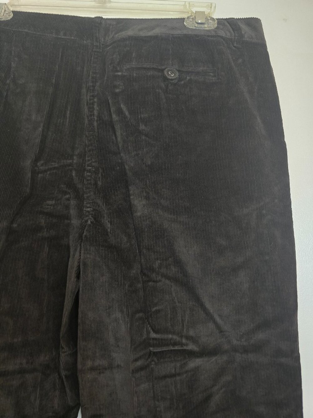 Talbots Stretch Corderoy Pants Charcoal Grey Cuffed Wide Leg Size 12 - Picture 7 of 16